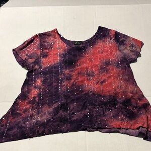 Tie-Dye Purple and Pink The nes shark bite Women's Top